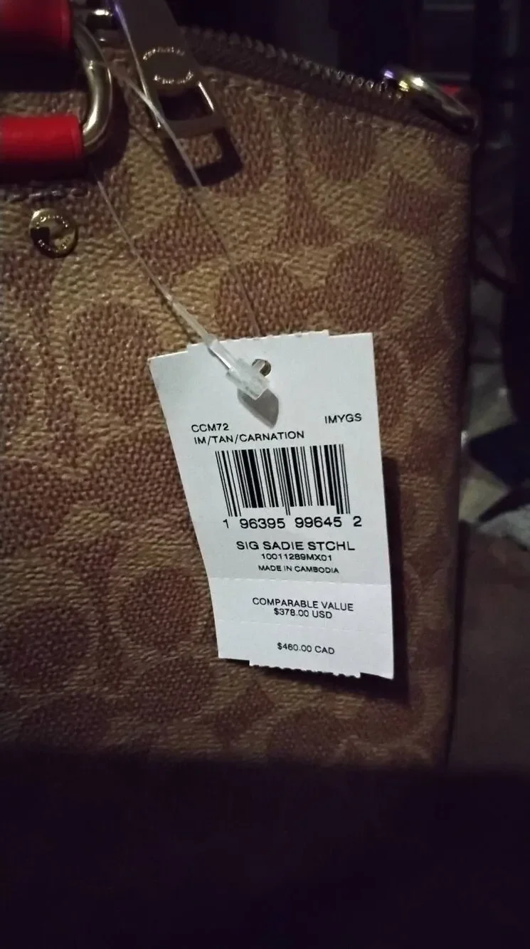 NWT~COACH Sadie Satchel Bag in Signature Canvas & Red Accents~$460 Retail~